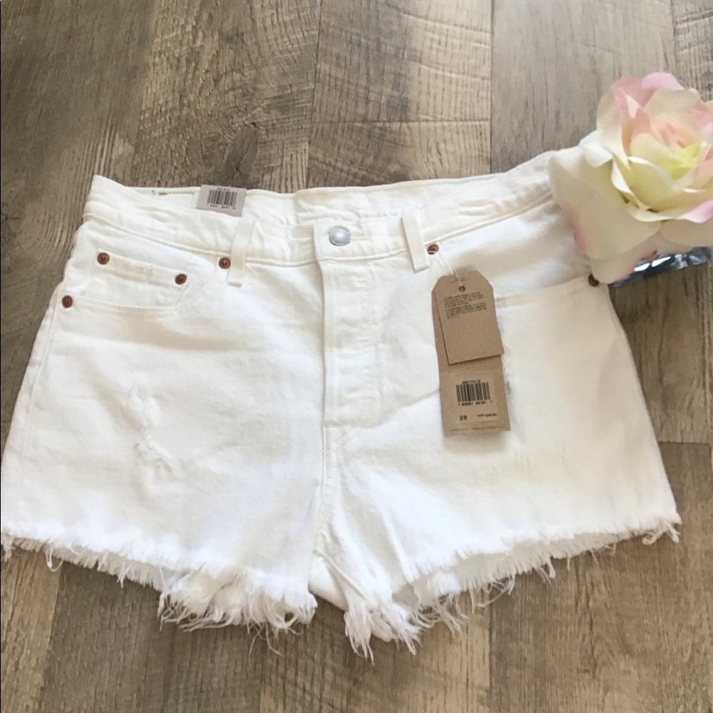 LEVI’S 501 MID~RISE SHORTS  WHITE💕 - Picture 3 of 8